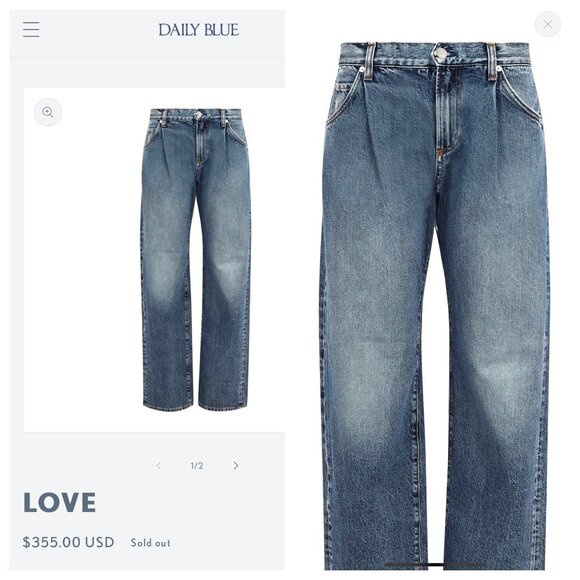 NWT $355 Daily Blue by Adrian Goldschmied LOVE 24 Cotton USA Barrel Legs - Picture 2 of 14